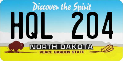 ND license plate HQL204