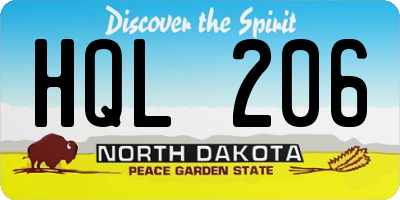 ND license plate HQL206