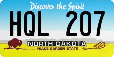 ND license plate HQL207