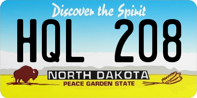 ND license plate HQL208