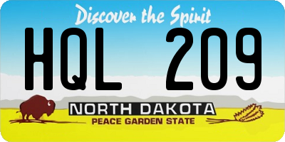 ND license plate HQL209