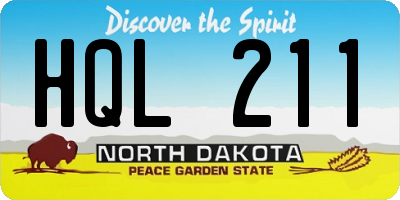 ND license plate HQL211