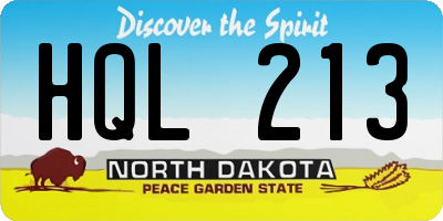 ND license plate HQL213