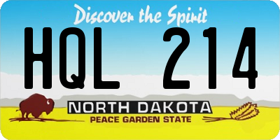 ND license plate HQL214