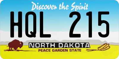 ND license plate HQL215