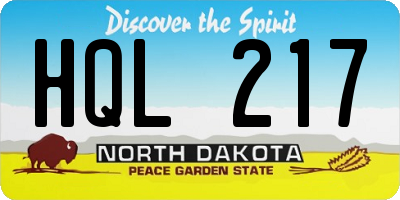 ND license plate HQL217