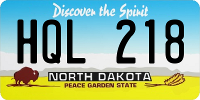 ND license plate HQL218