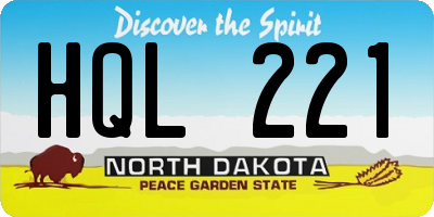 ND license plate HQL221