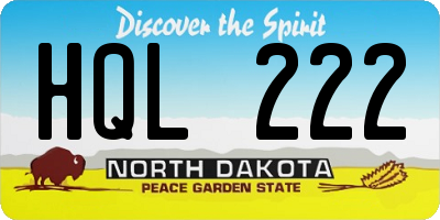 ND license plate HQL222