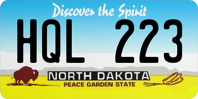 ND license plate HQL223