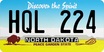 ND license plate HQL224