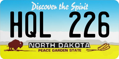 ND license plate HQL226