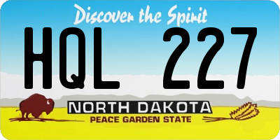 ND license plate HQL227