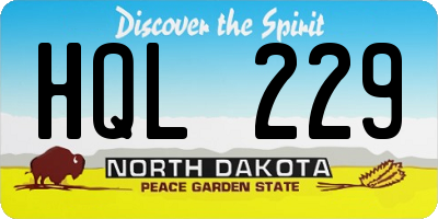 ND license plate HQL229