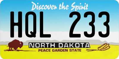 ND license plate HQL233