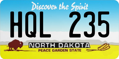ND license plate HQL235