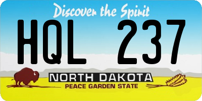 ND license plate HQL237