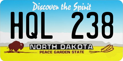 ND license plate HQL238