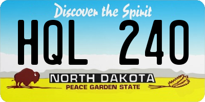 ND license plate HQL240