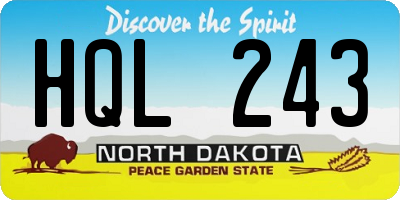ND license plate HQL243