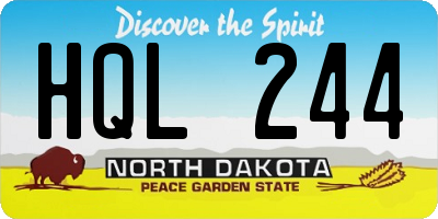 ND license plate HQL244