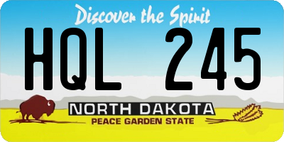 ND license plate HQL245