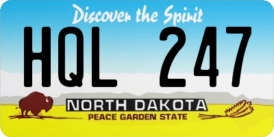 ND license plate HQL247