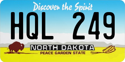 ND license plate HQL249