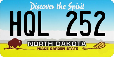 ND license plate HQL252