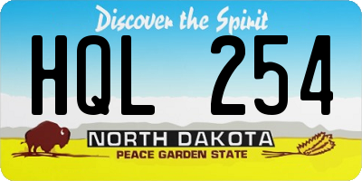 ND license plate HQL254