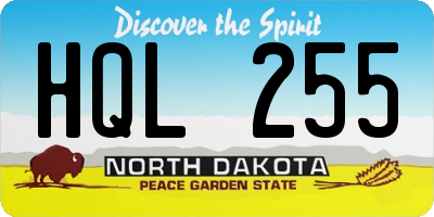 ND license plate HQL255