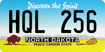 ND license plate HQL256