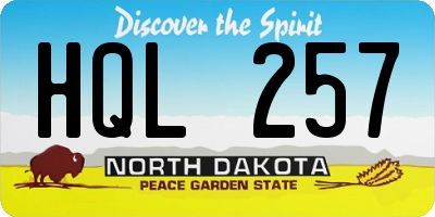 ND license plate HQL257