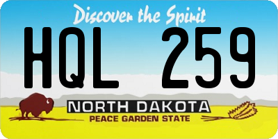 ND license plate HQL259