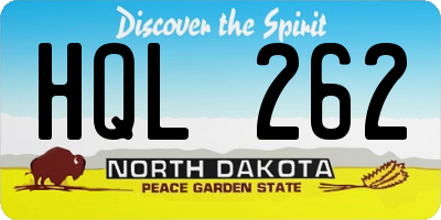 ND license plate HQL262