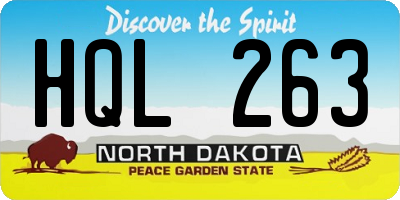 ND license plate HQL263