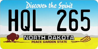 ND license plate HQL265