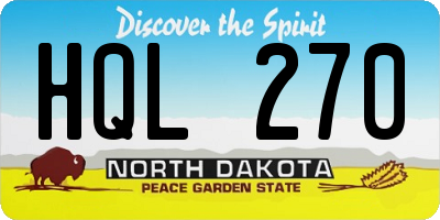 ND license plate HQL270