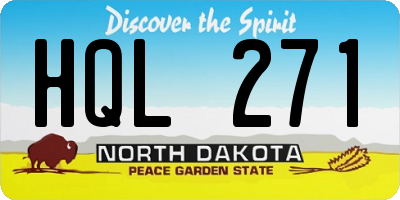 ND license plate HQL271