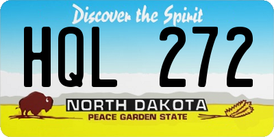 ND license plate HQL272