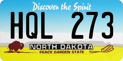 ND license plate HQL273