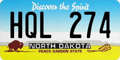 ND license plate HQL274