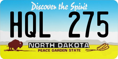 ND license plate HQL275