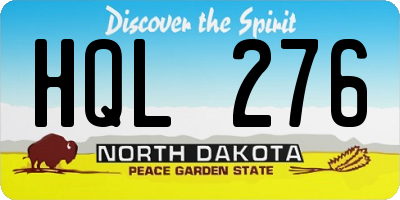 ND license plate HQL276