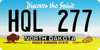 ND license plate HQL277