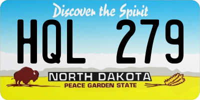 ND license plate HQL279