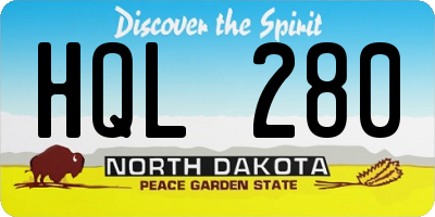 ND license plate HQL280