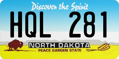 ND license plate HQL281