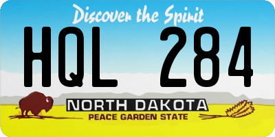ND license plate HQL284