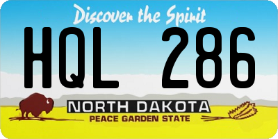 ND license plate HQL286